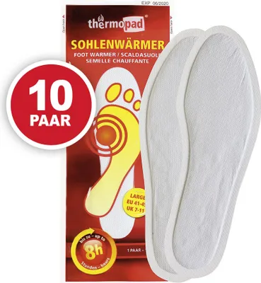 Produktbild von ThermoPad Sohlenwärmer / Fußwärmer Pads - 10 Paar - Gr. L 41-45