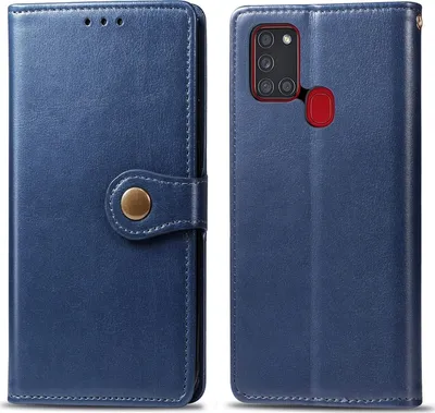 Produktbild von Mobigear Snap Button  Samsung Galaxy A21s Hülle Klapphülle Geldbörse - Blau