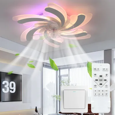 Produktbild von Leise Deckenventilator 70W Deckenleuchte mit RGB Hintergrundlicht, 6 Geschwindigkeiten Ventilator, Deckenlampe mit RGB Farbwechsel Lampe