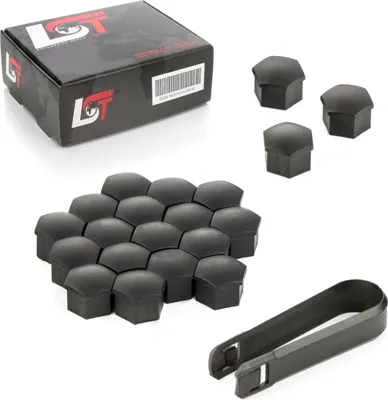Produktbild von 20x Radschrauben Kappen Radschraubenkappen 17 mm schwarz Matt für AUDI PORSCHE