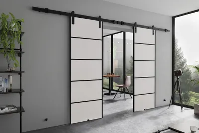 Obrázek produktu pro KIER FURNITURE AURA DUO PLUS – kompletní sada posuvných dveří – 132x205x1,6 cm - bílá