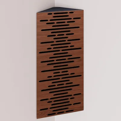 Immagine prodotto di Confezione da 2 – Trappola acustica angolare stretta con rivestimento in velluto | 50x23x10 cm | Riflessione - Isolamento acustico | [WAVE - Noce | Nero]