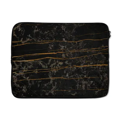 Produktbild von MuchoWow® Laptop Hülle 15 Zoll Marmor - Schwarz - Gold - Ader Laptoptasche - Laptoptasche - Sleeve - Rundum-Schutz
