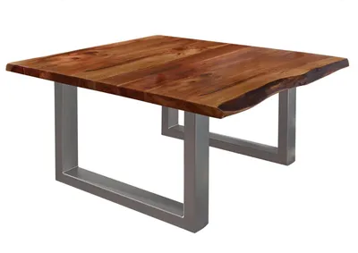 Immagine prodotto di MASSIVMOEBEL24 | FREEFORM 2 Tavolino da salotto in legno di acacia - laccato / noce 90x90x45