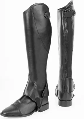 Produktbild von Chaps aus schwarzem Leder mit 35 cm Schaft und Reißverschluss