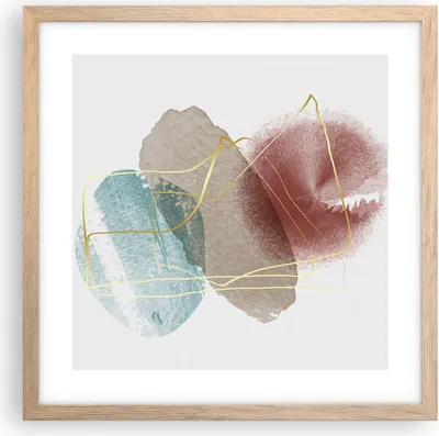 Produktbild von Gerahmtes Poster - Rahmen in heller Eiche - Form Figur Abstraktion - 40x40 cm - Wand Bild - Wanddeko - Wandbilder - Kunstposter - Wandposter - Bilderrahmen - Bilder - Kunstdruck - P2NAC40x40-5057