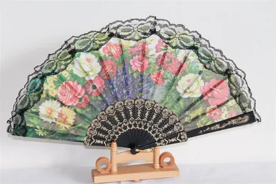 Produktbild von 020-22 Fächer-spanisch-schwarz-Blume-bunt pvc
