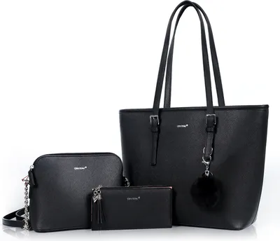 Produktbild von Handtasche, 3er Set Schultertasche Shopper Handtaschen Groß Damen Elegant Umhängetasche Tragetasche, Geschenke für Frauen in schlichter Optik