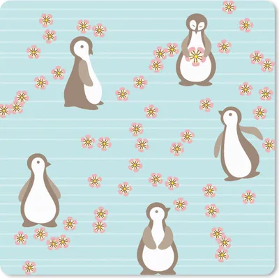 Produktbild von MuchoWow® Mauspad Mousepad Blumen - Gestaltung - Pinguin 20x20 cm - Mousepads - Maus Mat - Pad - Mausunterlage - Desk Mat - Bureauartikeln