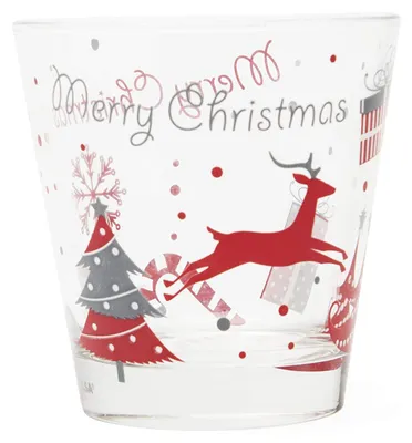 6 Weihnachts-Wassergläser aus Glas, 250 ml, spülmaschinenfest