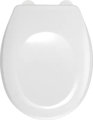 Produktbild von WENKO 21408100 WC-Sitz Lecco Weiß - Fix-Clip Hygiene Kunststoffbefestigung, Kunststoff - Duroplast, 37 x 44.5 cm, Weiß