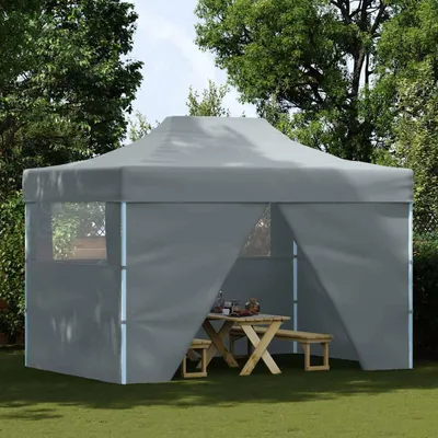 Image de vidaXL Tente de réception professionnelle Pliable avec 4 parois latérales 3×4m Acier Anthracite