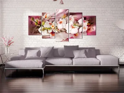 Image de Tableau acoustique Fleurs 200 x 100 cm Tableau en 5 parties Mousse acoustique Absorbeur acoustique haute performance Isolation acoustique Toile 5 parties Tableau mural Acoustique intérieure Isolation acoustique b-C-0076-b-p