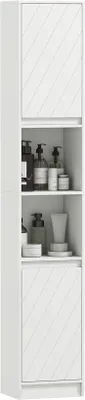 Productafbeelding van Badkamerkast - Smalle opberger - Ruimte maximaliseren - Verstelbare planken - 30 x 24 x 170 cm - Wit