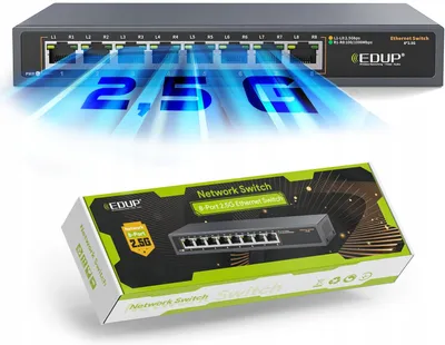 Zdjęcie produktu dla Switch splitter przełącznik 8 portowy LAN Ethernet RJ45 8xRJ45 2.5Gb/s