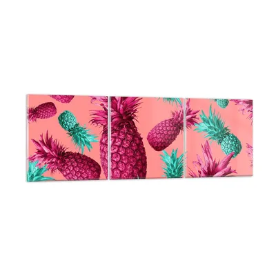 Produktbild von Bilder auf glas - Ananas Obst Saft - 90x30cm - Glasbilder - Wandbilder - Kunstdruck - zum Aufhängen bereit - Wanddekoration aus Glas - Glas Bilder - Wandbild auf Glas - 3 Teile - GCA90x30-4031