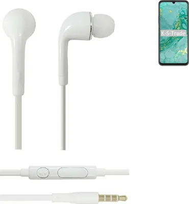 Produktbild von K-S-Trade Kopfhörer Headset kompatibel mit Huawei nova Y60 mit Mikrofon u Lautstärkeregler weiß 3,5mm Klinke Kabel Headphones Ohrstöpsel