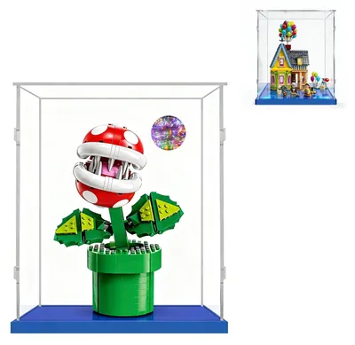 Imagen del producto de Vitrina acrílica de 20x15x30 cm para objetos de colección, con base azul