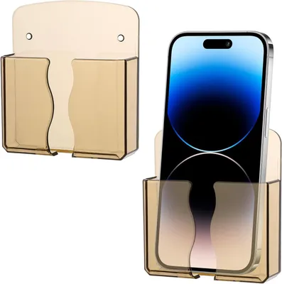 Imagen del producto de Soporte transparente para teléfono, 2 unidades, para montaje en pared, que ahorra espacio, ideal para smartphones