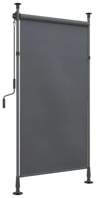 Zdjęcie produktu dla Wertykalna markiza balkonowa – osłona przeciwsłoneczna, 150 x 300 cm – z korbką ręczną – wykonana z wodoodpornego poliestru – do balkonu i ogrodu – kolor: ciemnoszary