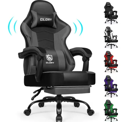 Produktbild von Aiibot Gaming Stuhl Bürostuhl Ergonomisch Schreibtischstuhl Bürostuhl 150 kg mit Fußstütze，Lordosenstütze, Gaming Sessel 90°-170° Wippfunktion grau