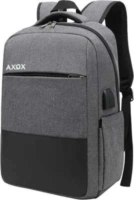 Produktbild von Famanu Laptoprucksack mit USB-Ladeanschluss und Kopfhöreranschluss - Schwarz Grau - Für 15,6 Zoll Laptops