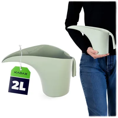 Imagen del producto de Regadera KADAX de 2 litros, color verde, regadera pequeña de plástico para plantas de interior, regadera moderna con asa ergonómica y boquilla larga