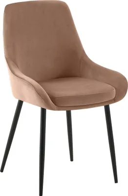 Produktbild von CLP Esszimmerstuhl Elmira Samtbezug gepolstert mit Rückenlehne braun Material Gestell Metall matt schwarz