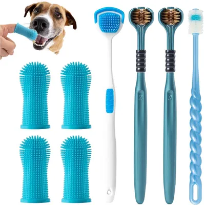 Produktbild von Fingerzahnbürste 360 Grad, Silikon, Pack von 8, für Hunde und Katzen