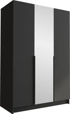 Produktbild von MIRJAN24 Kleiderschrank Calia II, Schlafzimmer, mit Spiegel, Drehtürenschrank, mit Kleiderstange, Modern, Garderobenschrank, Metallgriffe (Farbe: Schwarz)