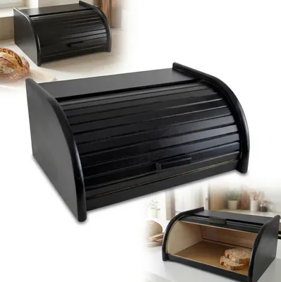 Produktbild von Brotkasten Holz Groß Schwarz 40x29x18 cm Brotbehälter