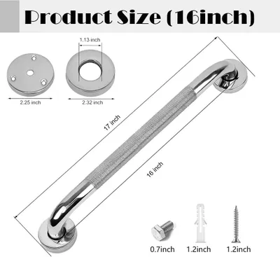 Obrázek produktu pro Madlo, 2 kusy, nerezová ocel 304, bezpečnostní madlo, 40 cm, protiskluzové nástěnné madlo do sprchy, vany a na schody