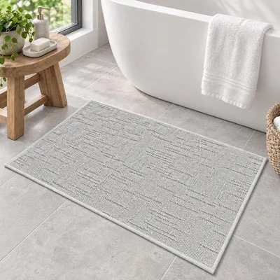 Zdjęcie produktu dla Mata podłogowa 50 x 80 cm - poliester - szara - antypoślizgowa