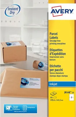 Immagine prodotto di Avery - Adressetiketten - weiß - 199,6 x 143,5 mm 50 Etikett(en) (25 Bogen x 2) (J8168-25.FR)