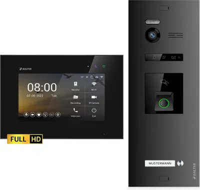 Produktbild von Balter EVO HD Video Türsprechanlage mit Fingerprint und RFID für 1 Familienhaus, 1x Monitor, schwarz