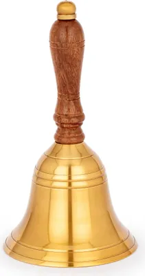 Produktbild von Handglocke aus Messing mit Holzgriff 18x8,5cm Tischglocke Nautische Dekoration