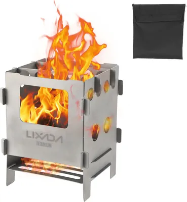 Produktbild von Lixada Outdoor-Kochofen, zusammenklappbarer Holzofen, leichter Kocher aus Titanlegierung, Outdoor-Kochofen