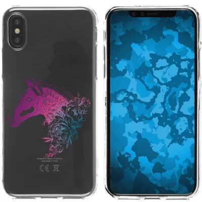 Produktbild von PhoneNatic Case kompatibel mit Apple iPhone X / XS Silikon-Hülle Floral Pferd M5-6