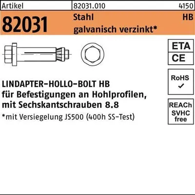 Produktbild von Hohlraumdbel R 82031 m.6-kantschraube HB 10-1 ( 55/22) 8.8 galvanisch verzinkt