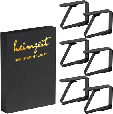 Imagen del producto de Clips de acero inoxidable para manteles, juego de 6 unidades, de 4 cm de longitud, para mesas de hasta 3 cm de grosor, aptos para uso en interiores y exteriores