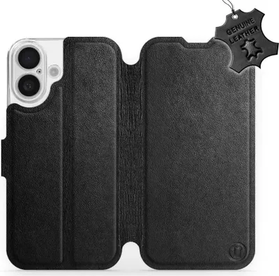 Produktbild von Echtleder Handyhülle für iPhone 16, Mobiwear Leather, Schwarz