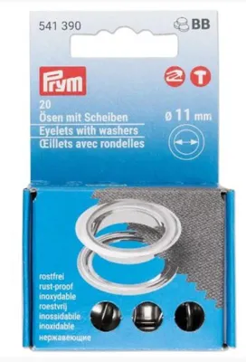Obrázok produktu pre Prym 541390, Očko, Mosadz, Strieborná, 1,1 cm, 20 kusov, Box