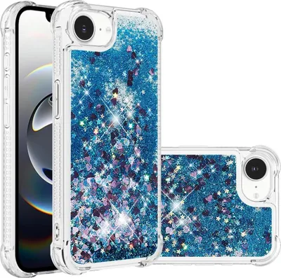 Produktbild von iPhone 16e / 17e Hülle - Coverup Liquid Glitzer Back Cover - Blau