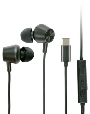 Produktbild von Grundig Kopfhörer mit Kabel USBC - Headset mit 120cm Kabel - Earbuds mit Mikrofon - Kompatibel mit iPhone, Samsung und Tablet - Noise Cancelling Air Bud - Schwarz