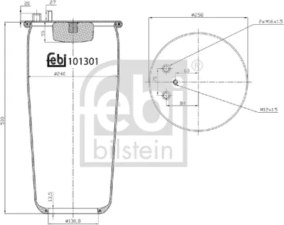 Produktbild von FEBI BILSTEIN Luftfederbalg 101301 Hinten für MAN TGA 496mm 259mm