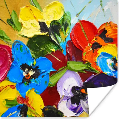 Produktbild von MuchoWow® Poster Ölfarbe - Malerei - Blumen 100x100 cm - Babyzimmer