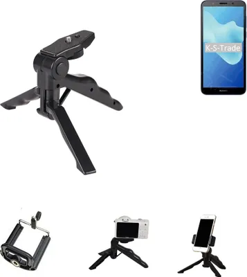 Produktbild von K-S-Trade Stativ Tisch-Ständer Dreibein Handy-Stativ Ständer kompatibel mit Huawei Y5 2018 Mini-Stativ Smartphone Tripod Handy-Stativ aus Plastik