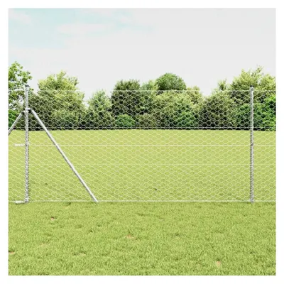 Produktbild von Zaunpfosten Silber 50 x 1,4 m (50 mm Maschenweite) Stahl Gartenzaun für Hundezaun, Weidezaun, Gartenzaun und Hühnerzaun