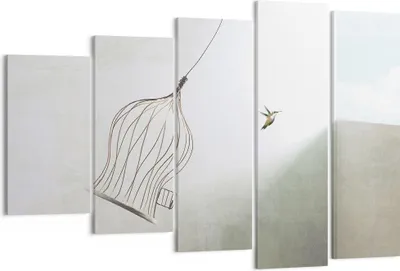 Produktbild von Bild auf Leinwand - Leinwandbild - 5 Teile - Flug Vogel Käfig - 150x100cm - Wand Bild - Wanddeko - Wandbilder - Leinwanddruck - Bilder - Wanddekoration - Leinwand bilder - Wandbild - EG150x100-5085