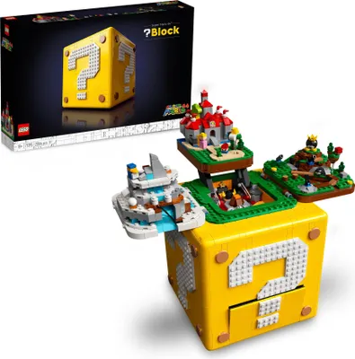 Produktbild von LEGO Fragezeichen-Block aus Super Mario 64, 3D Set für Erwachsene mit Prinzessin Peach und Yoshi Mikro-Figuren, kreative Geschenk 71395